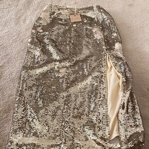 Blu Pepper Silver Sequin Pencil Skirt